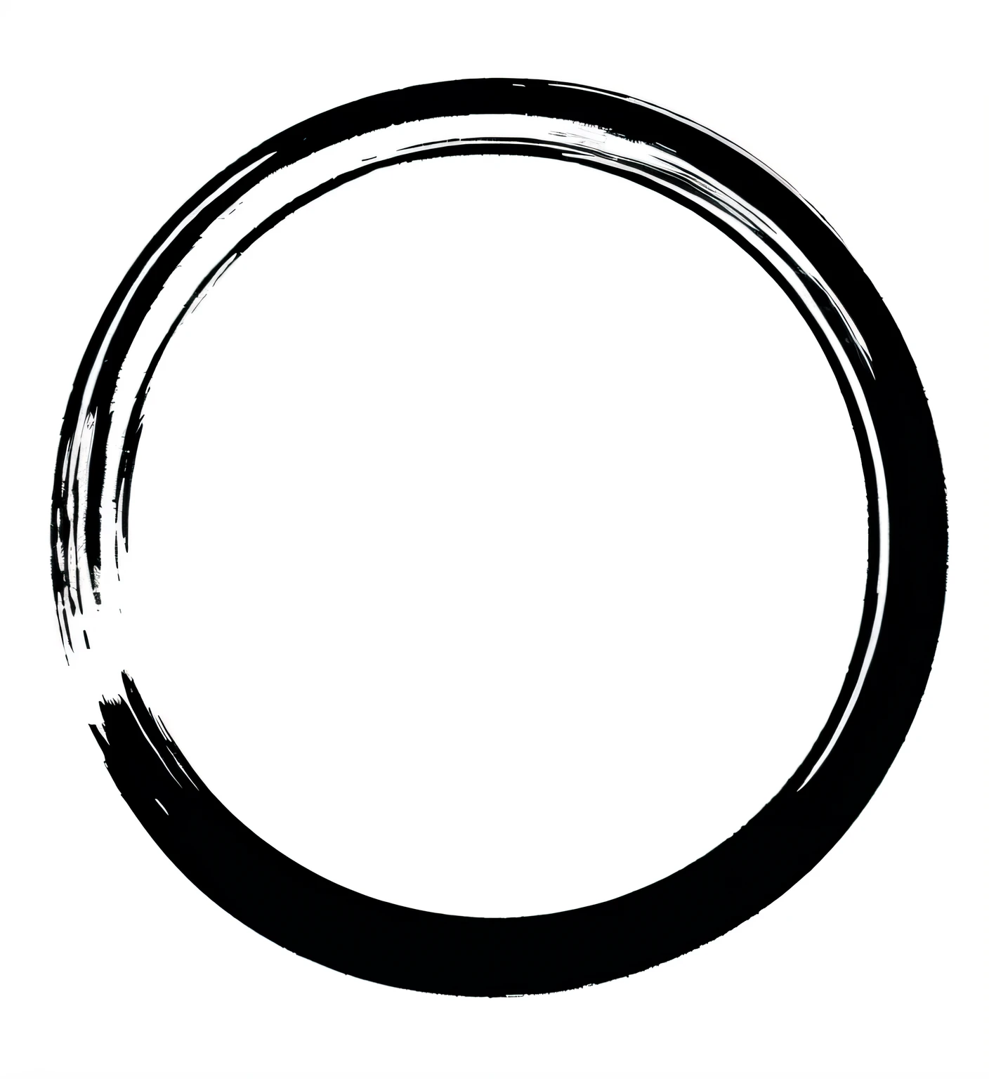 A black and white circle with a brushstroke in the middle, Huge black circle, black circle, inspired by Shūbun Tenshō, Enso, inspired by Inshō Dōmoto, Circle design, inspired by Tōichi Katō, Ninchaku, inspired by Kanō Hōgai