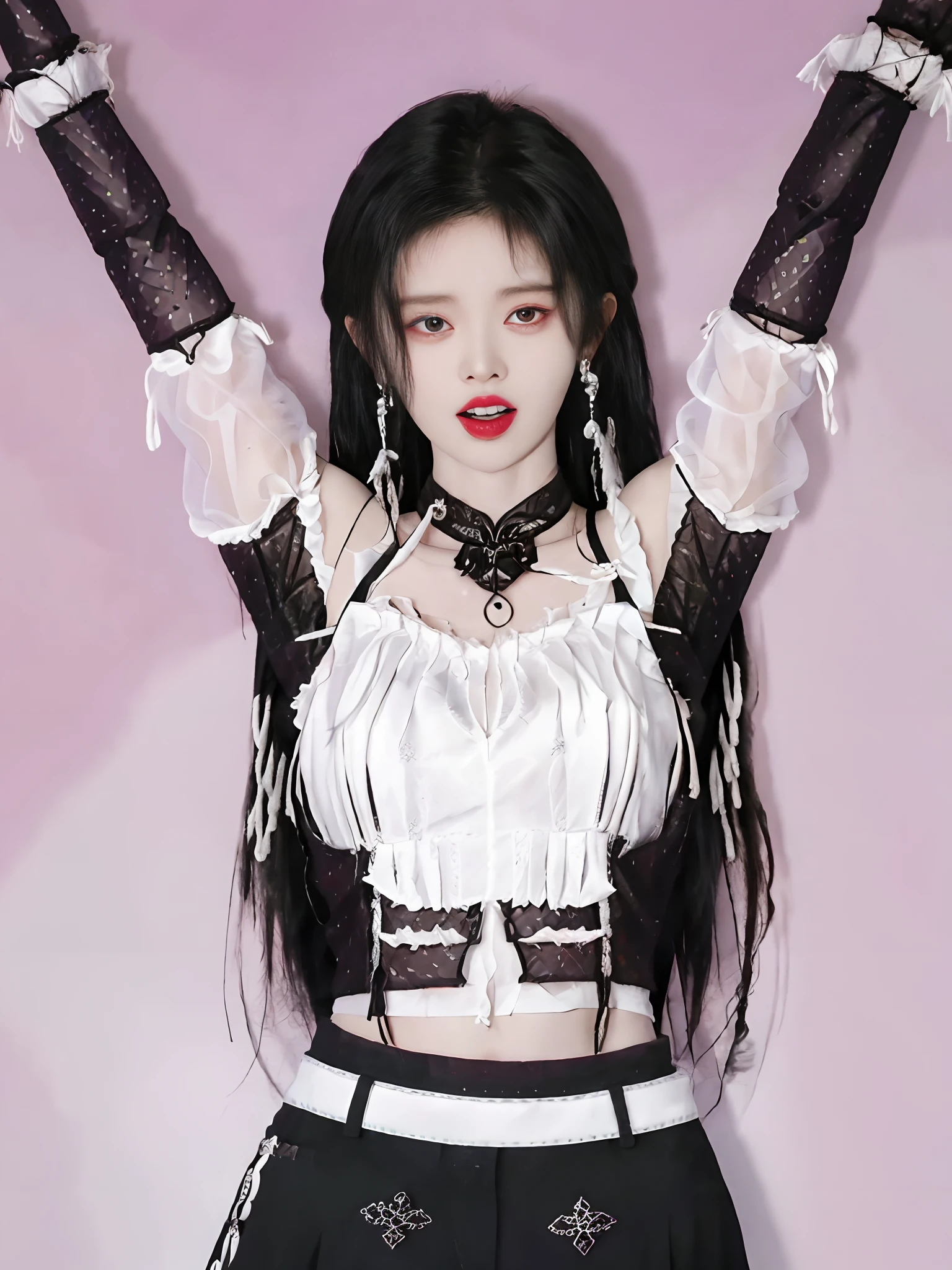 tmasterpiece， Best quality at best， 1girll， 独奏， teardrop， Be red in the face， dreads， scream， and the tongue sticks out， laughingly， with her mouth open， roll eyes， head looking up， full bodyesbian， Armpits， Arms up， （Torso grab， Tickle， mitts， Intangible limbs：1.2）， TKL