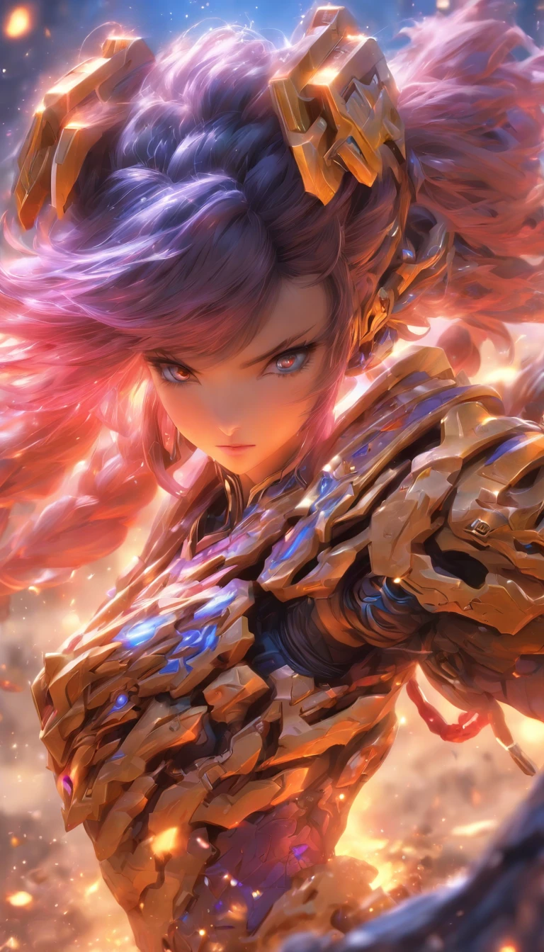 chinese style,Q version of the Sci-Fi girl warrior,cute and lovely,Starcraft Warrior Armor,cannon,Turn on the lights.,To me.,wasteland,Full body like,blemish,Meticulous depiction,deep depth of field,10,high-res,master-piece,Beautiful wallpapers,High Quality,high-detail,perfect face,OC Display,blur background