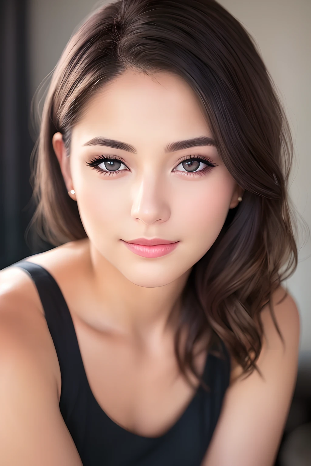 Looking at the audience, light makeup, realism, realistic photos, professional color correction, 8K, F2.4 aperture, 35mm lens, realistic face
