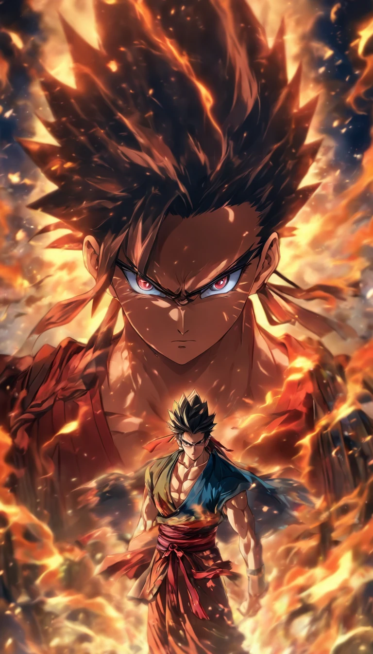 A young man standing in front of Shengzi, Shengzi's expression is nervous, with flickering eyes, ,32k, best quality, masterpiece, super detail, high details by Jidaimono Anime Style