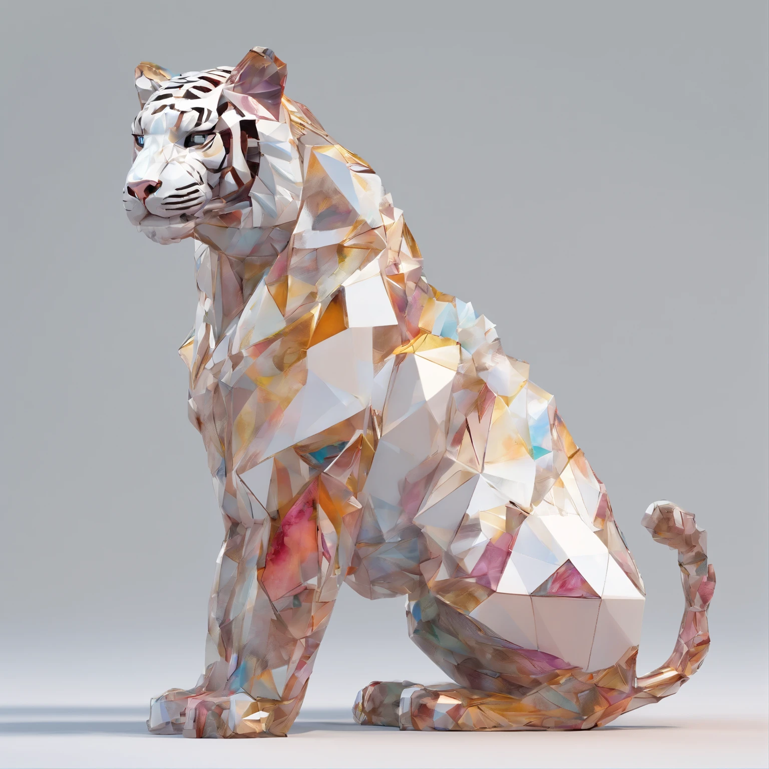 Perfect alignment, Cute little tiger in jacket,crystal vases,Rose flower, Wearing sunglasses, cheerfulness, Standing position, Abstract beauty, Centered, Looking at the camera, Facing the camera, nearing perfection, Dynamic, Highly detailed, smooth, Sharp focus, 8K, high definition resolution, illustration, Art by Carne Griffiths and Wadim Kashin, White background