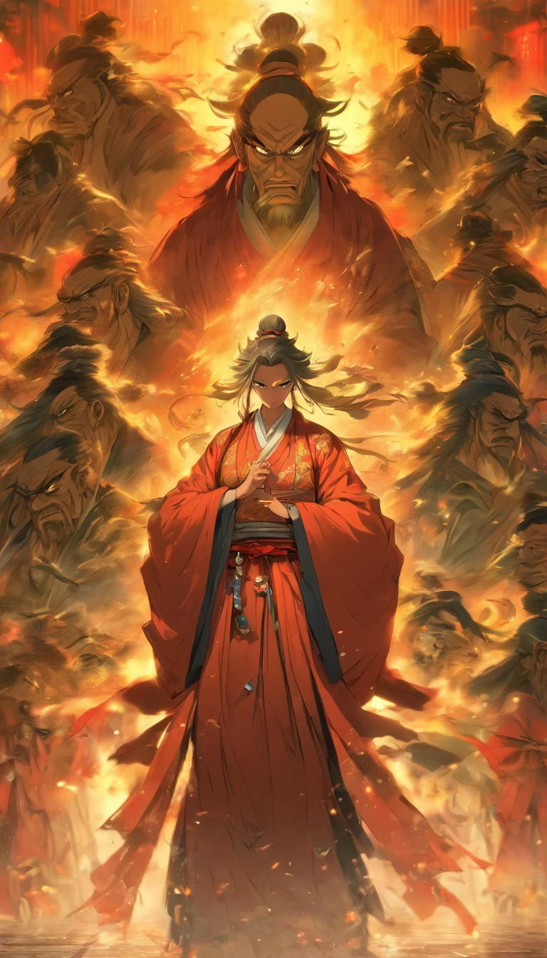 A fierce-looking woman standing before a crowd, with a menacing gaze and expression, people around her avoiding her in fear, ,32k, best qu An elderly man in a daoist robe, holding a whip, standing in an open space, sternly whipping two young women, with three other people standing nearby, dim environment with contribution value pearls scattered on the ground, ,32k, best quality, masterpiece, super detail, high details by Jidaimono Anime Style ality, masterpiece, super detail, high details by Jidaimono Anime Style