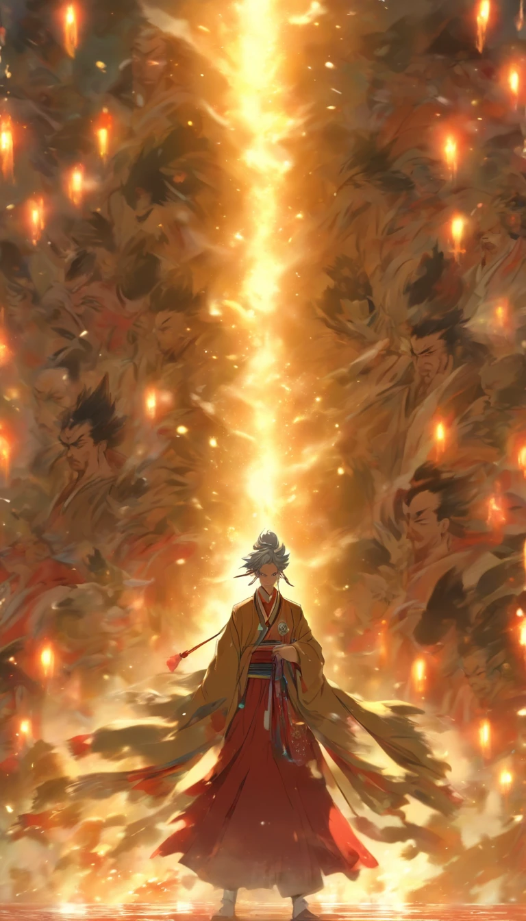A fierce-looking woman standing before a crowd, with a menacing gaze and expression, people around her avoiding her in fear, ,32k, best qu An elderly man in a daoist robe, holding a whip, standing in an open space, sternly whipping two young women, with three other people standing nearby, dim environment with contribution value pearls scattered on the ground, ,32k, best quality, masterpiece, super detail, high details by Jidaimono Anime Style ality, masterpiece, super detai An elder standing there, gazing sharply at the protagonist, the protagonist quickly waving his hand to show no hostility, a quiet atmosphere surrounding them as if time has stopped, ,32k, best quality, masterpiece, super detail, high details by Jidaimono Anime Style l, high details by Jidaimono Anime Style