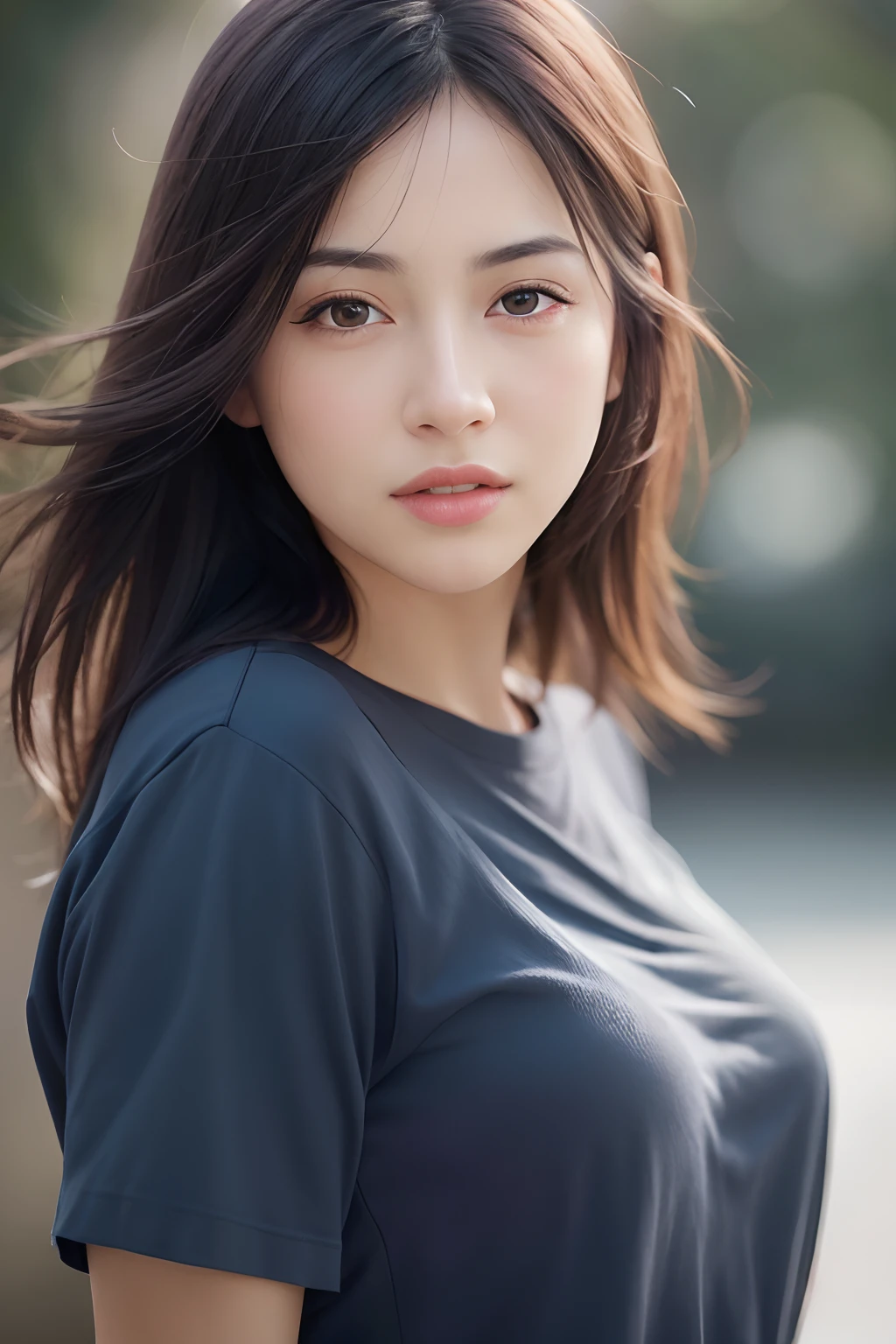 dressed, (photo realistic:1.4), (hyper realistic:1.4), (realistic:1.3),
(smoother lighting:1.05), (increase cinematic lighting quality:0.9), 32K,
1girl,20yo girl, realistic lighting, backlighting, light on face, ray trace, (brightening light:1.2), (Increase quality:1.4),
(best quality real texture skin:1.4), finely detailed eyes, finely detailed face, finely quality eyes,
(tired and sleepy and satisfied:0.0), face closeup, t-shirts,
(Increase body line mood:1.1), (Increase skin texture beauty:1.1)