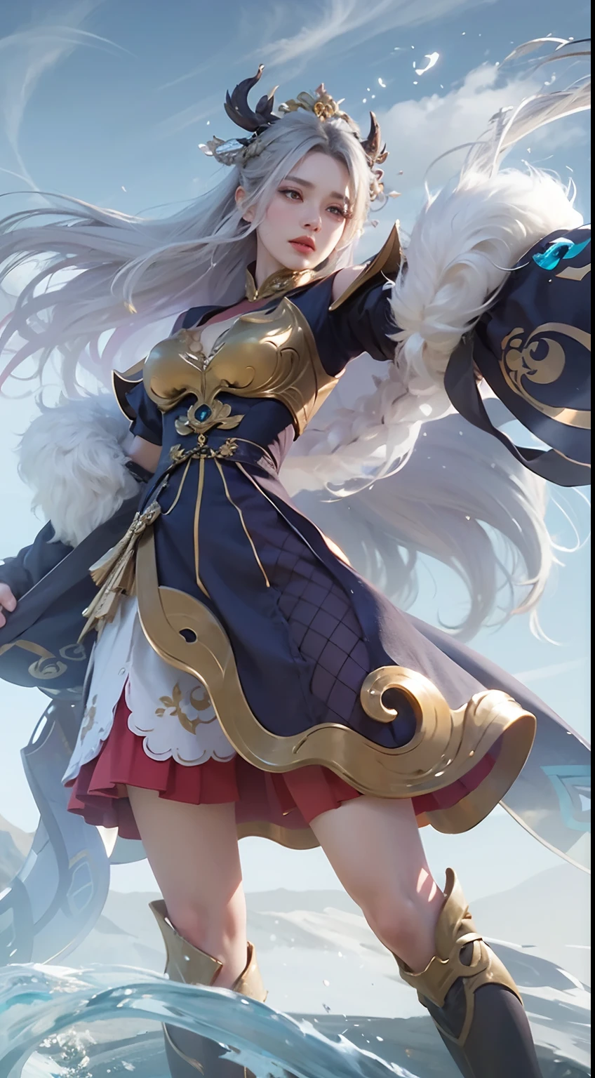 a close up of a woman,grey hair, big boobs, shadowbringers cinematic, 4 k detail fantasy, a beautiful fantasy empress, game cg, xianxia fantasy, xianxia hero, 2. 5 d cgi anime fantasy artwork, cinematic goddess close shot, ruan jia and artgerm, wow 4 k detail fantasy, hyperdetailed fantasy character