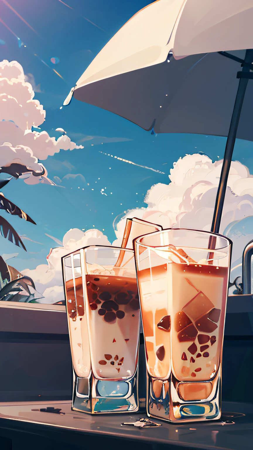 No Man, iced latte, coffee and milk, milky coffee, Cool, Ice Cubes, jasmine, Outdoor, Clear Blue Sky, Beautiful Clouds