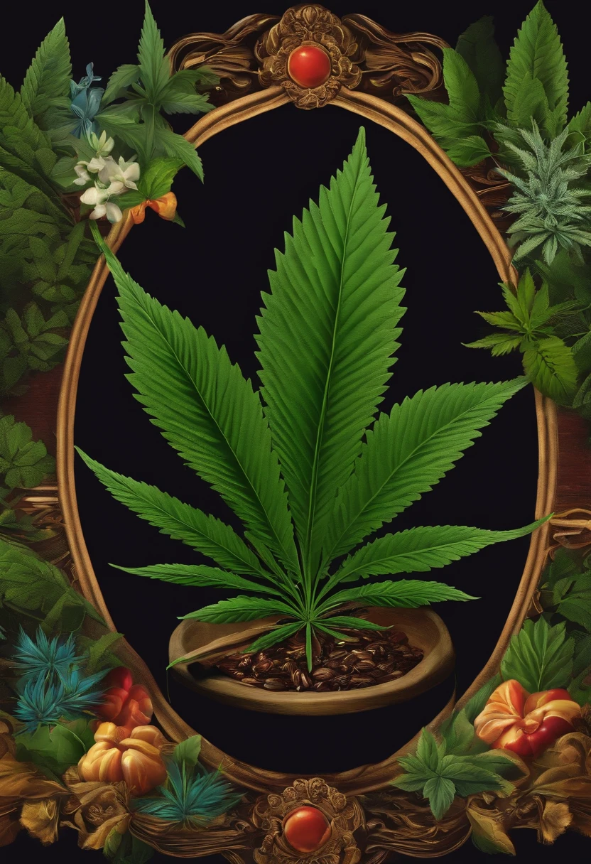 Create a marijuana pè with a bow in the background