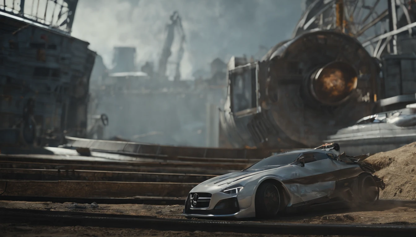 Chappie style babysitter ,a baby, Kid Robot,(masterpiece,extreme detailed,top quality) , Ruin ,very cute robot, （Movie lighting），（light and shadow effect），（unreal-engine），（Tyndall），（cinema4d），（Super futuristic fantasy style），（8k wallpaper），（tmasterpiece），（Photography Award），