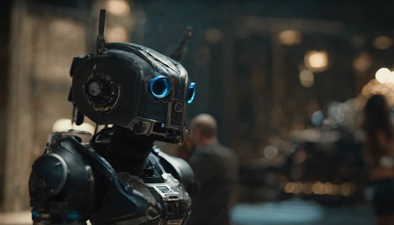 Chappie style sitter ,a babyd Robot,(masterpiece,extreme detailed,top quality) , Ruin ,very cute robot, (Movie lighting),(light and shadow effect),(unreal-engine),(Tyndall),(cinema4d),(Super futuristic fantasy style),(8k wallpaper),(tmasterpiece),(Photography Award),