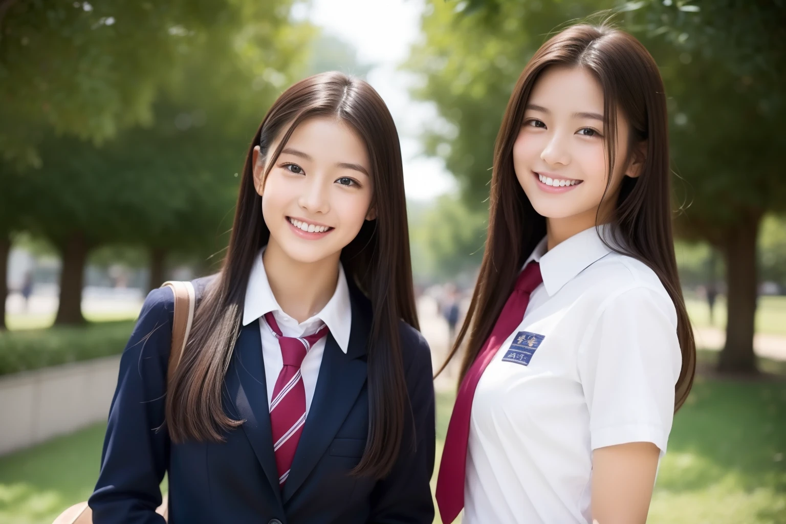 Beautuful Women、18year old 、FULL BODYSHOT、School route、female students、A smile