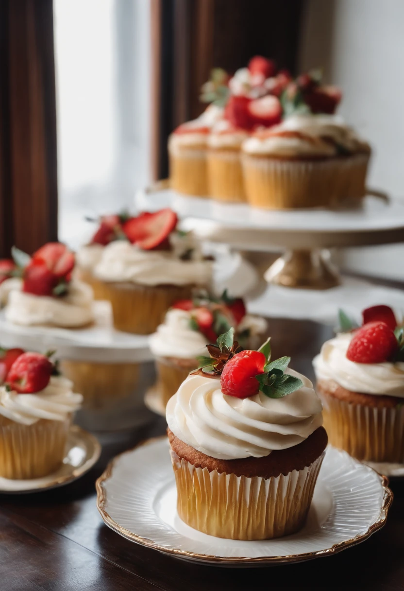 Gorgeous cake,Luxury,Cupcakes,white backgrounid,4k,ultraclear,Very appetizing,complete,Beautiful light,Texture,oil painted,Realiy,with details