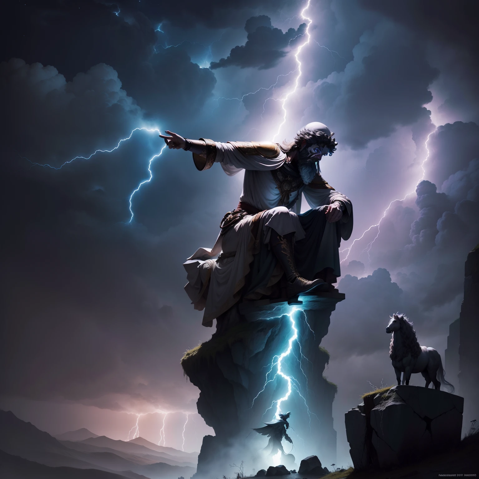 Marcus Aurelius, Um pouco, obscuro,with lightning bolts,Tomar, descending from the sky , highes definition