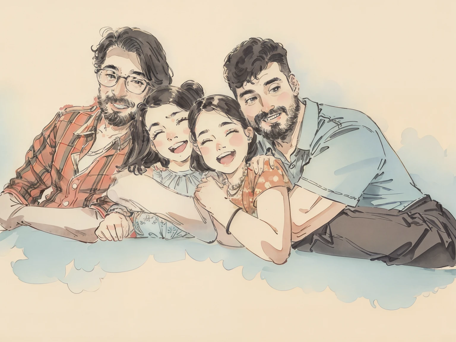 there are three people that are posing for a picture together, promotional photo, promotional picture, solid background, promotional image, promotional art, very accurate photo, family portrait, promo image, family photo, advertising photo, happy family, stacked image, promotional photograph, profile pic, full color still, high quality portrait, shaped picture, simple background, cute background, artistic background