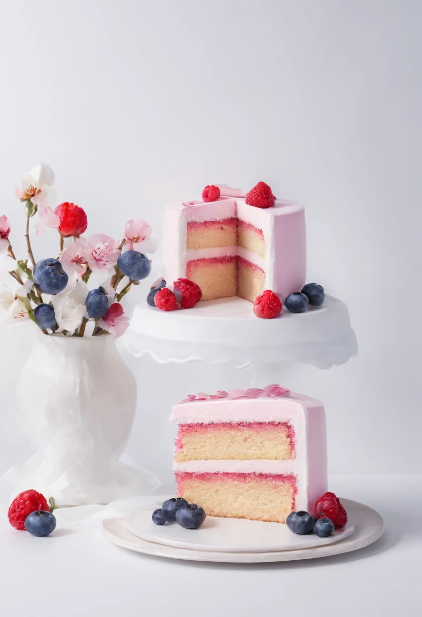 Gorgeous cake，Luxury，Cupcakes，white backgrounid，4k，ultraclear，Very appetizing，complete，Beautiful light，Texture，oil painted，Realiy，with details