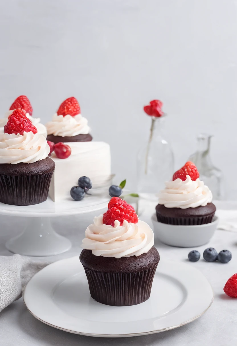 Gorgeous cake，Luxury，Cupcakes，white backgrounid，4k，ultraclear，Very appetizing，complete，Beautiful light，Texture，oil painted，Realiy，with details