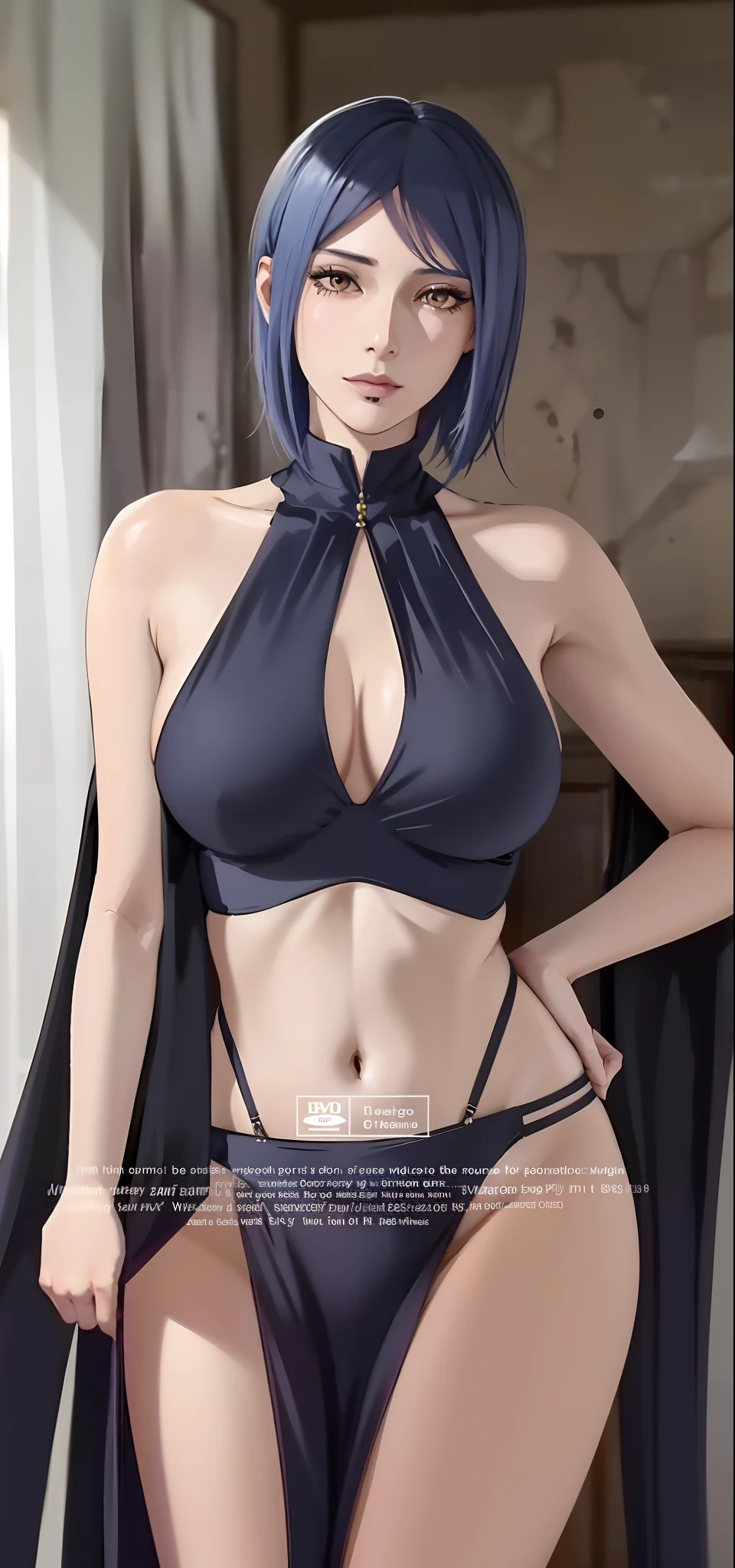 A woman in a bikini top and cape is posing, seductive anime girls, beautiful and seductive anime woman, Anime goddess, Japanese goddess, Beautiful anime woman, anime woman, attractive anime girls, nico robin, realistic bikini, | fine detail anime, Smooth anime CG art, made with anime painter studio, Digital anime art, advanced digital anime art, in a bathing suit