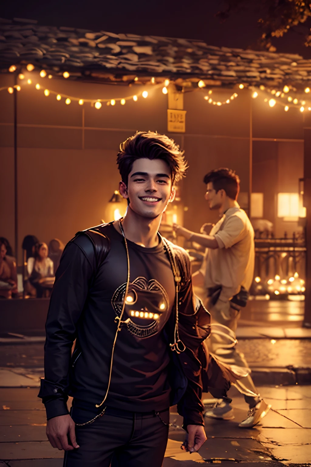 Change background ,handsome boy ,smiley face