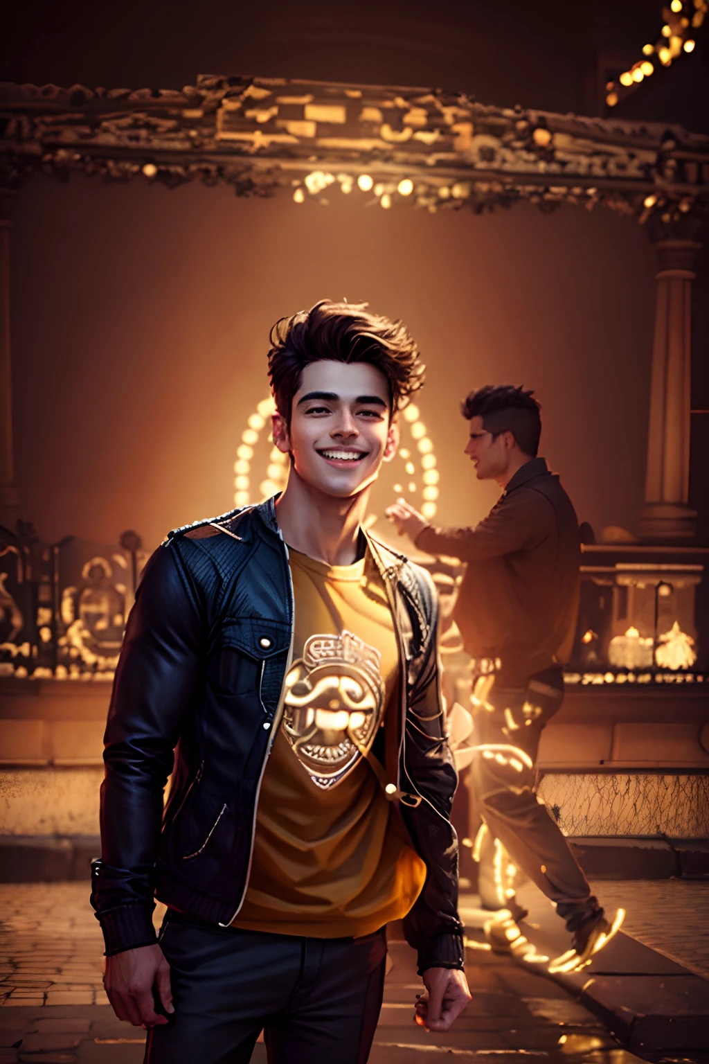 Change background ,handsome boy ,smiley face