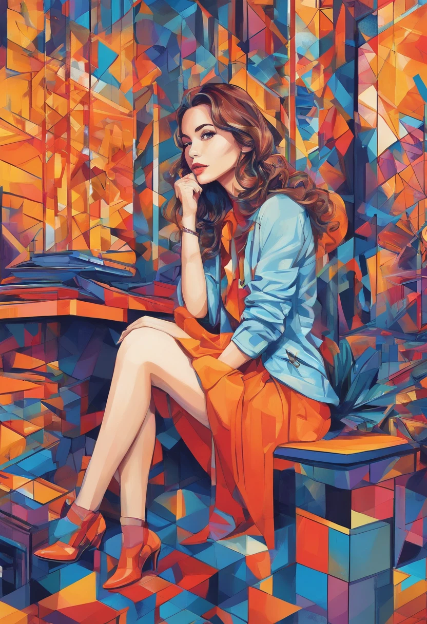 (Mulher vestindo roupas elegantes | ),, glowing from within, sparks and lights, Eduardo Kobra acolchoamento , Multidimensional geometric wall, retrato, arte, Chibi,
Yang08k, lindo, Colouring,
Primary works, qualidade superior, melhor qualidade, Arte Oficial, Beautiful and Aesthetic, melhor pose,dedos perfeitos, impressionante