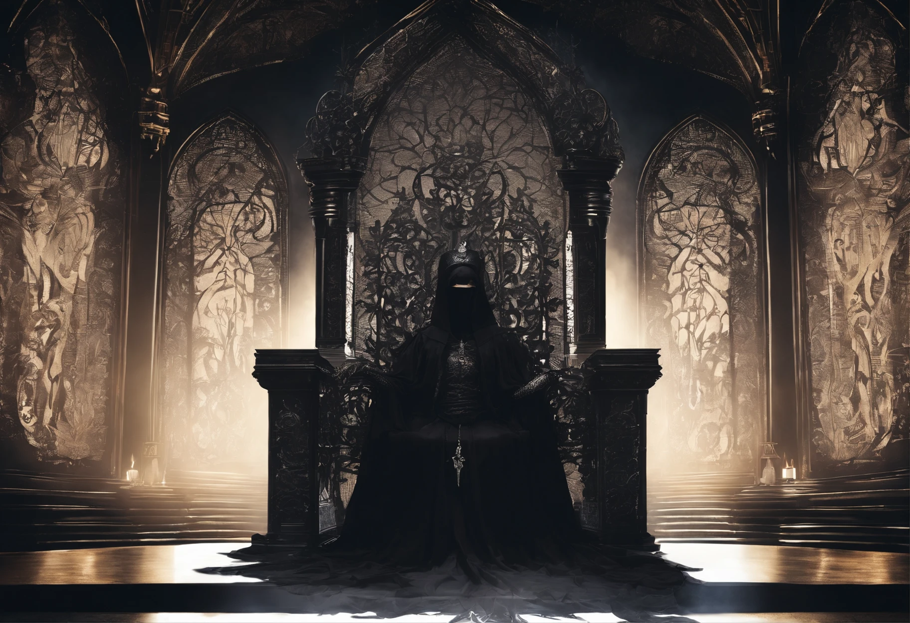 On the black throne is a black sun