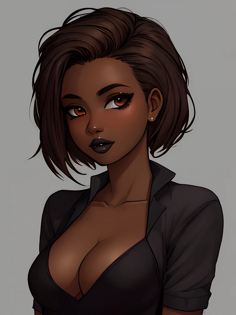 Masterpiece, high quality, (brown skin girl), goth, portrait