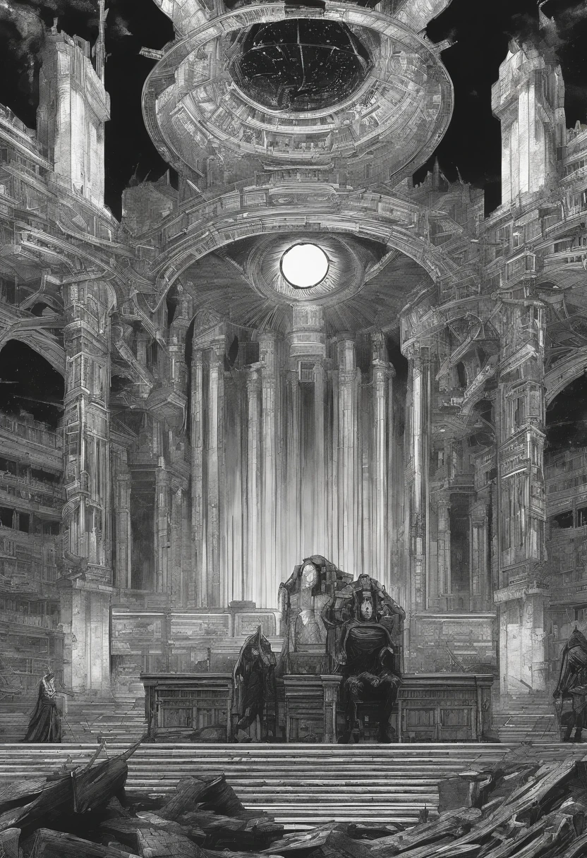 On the black throne is a black sun