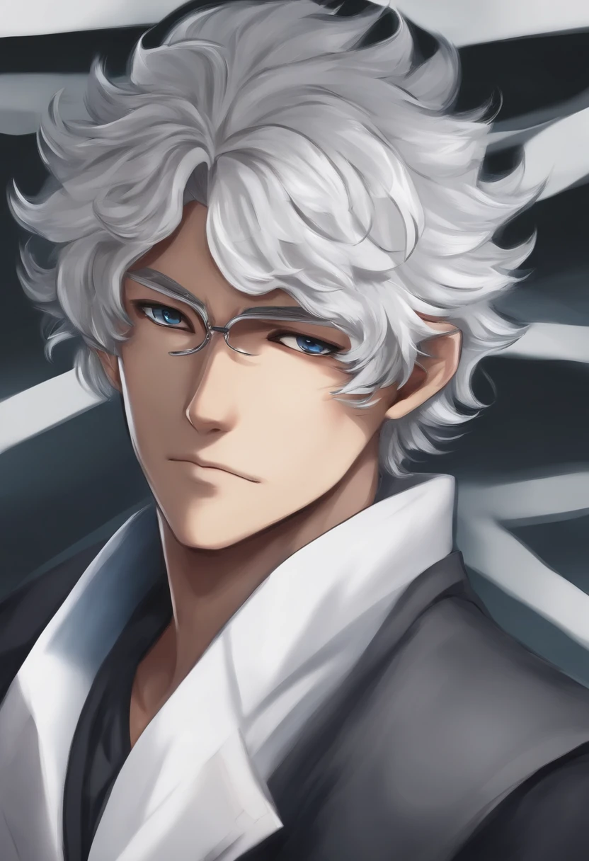 a close up of a person with white hair and a sword, nagito komaeda, inspired by Okumura Togyu, he has dark grey hairs, a silver haired mad, tall anime guy with blue eyes, inspired by Okumura Masanobu, young anime man, male anime character, nagito komaeda from danganronpa