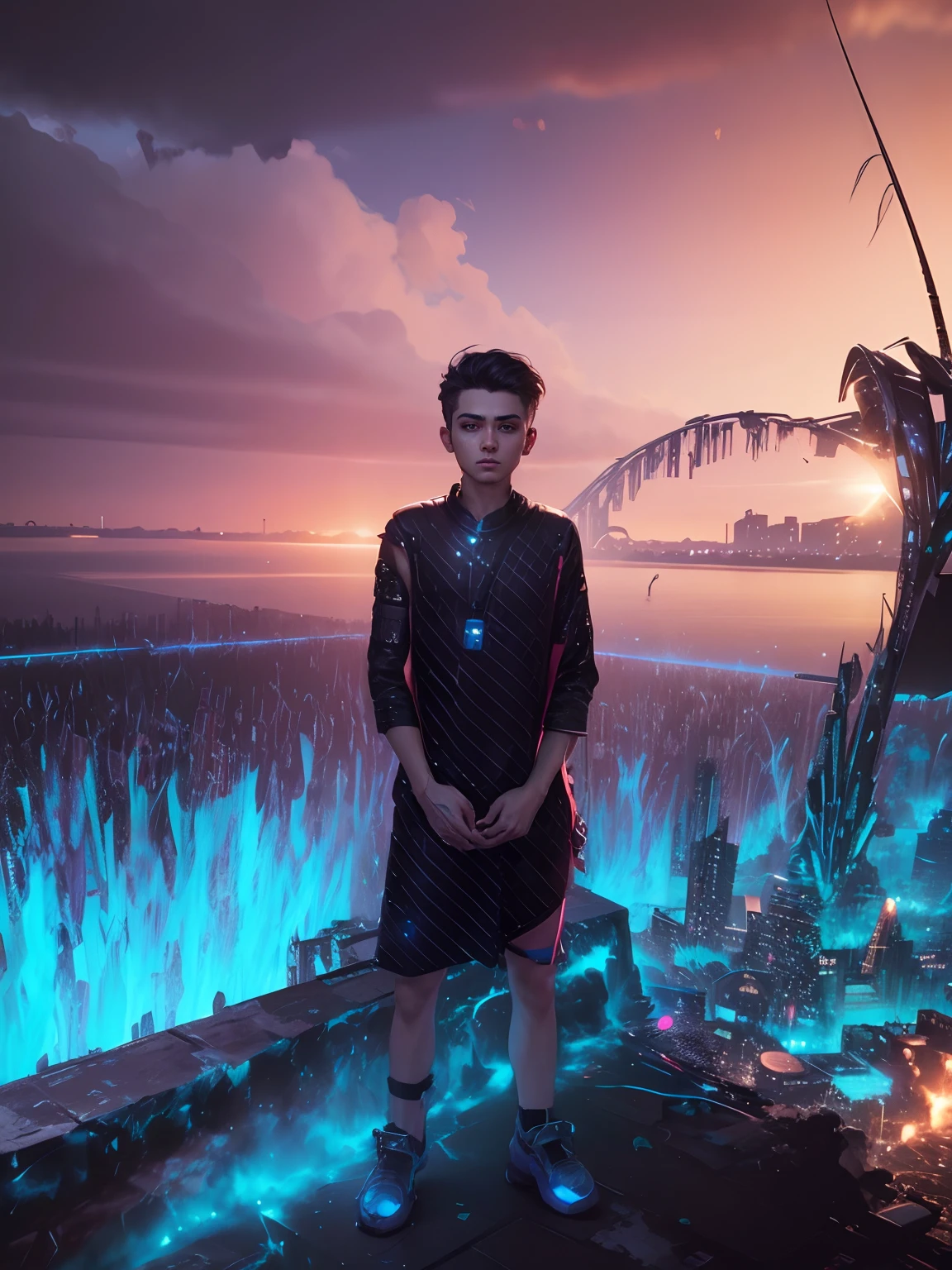 Change background cyberpunk handsome boy,realistic face,8k,ultra realistic,