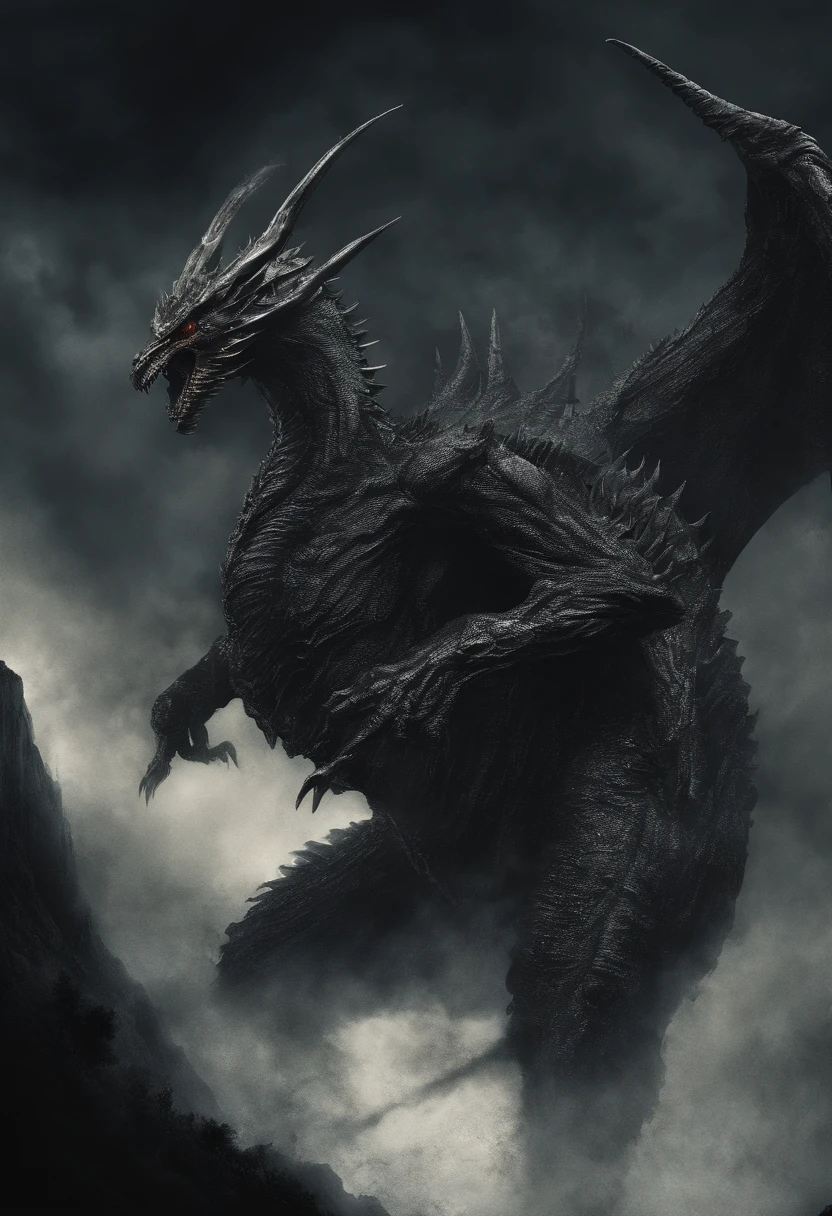 One body with three heads，Ghidorah，immensity，lightning bolt，delicate picture