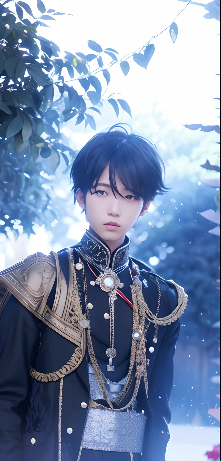 1boy, red eyes, black hair, Crown Prince