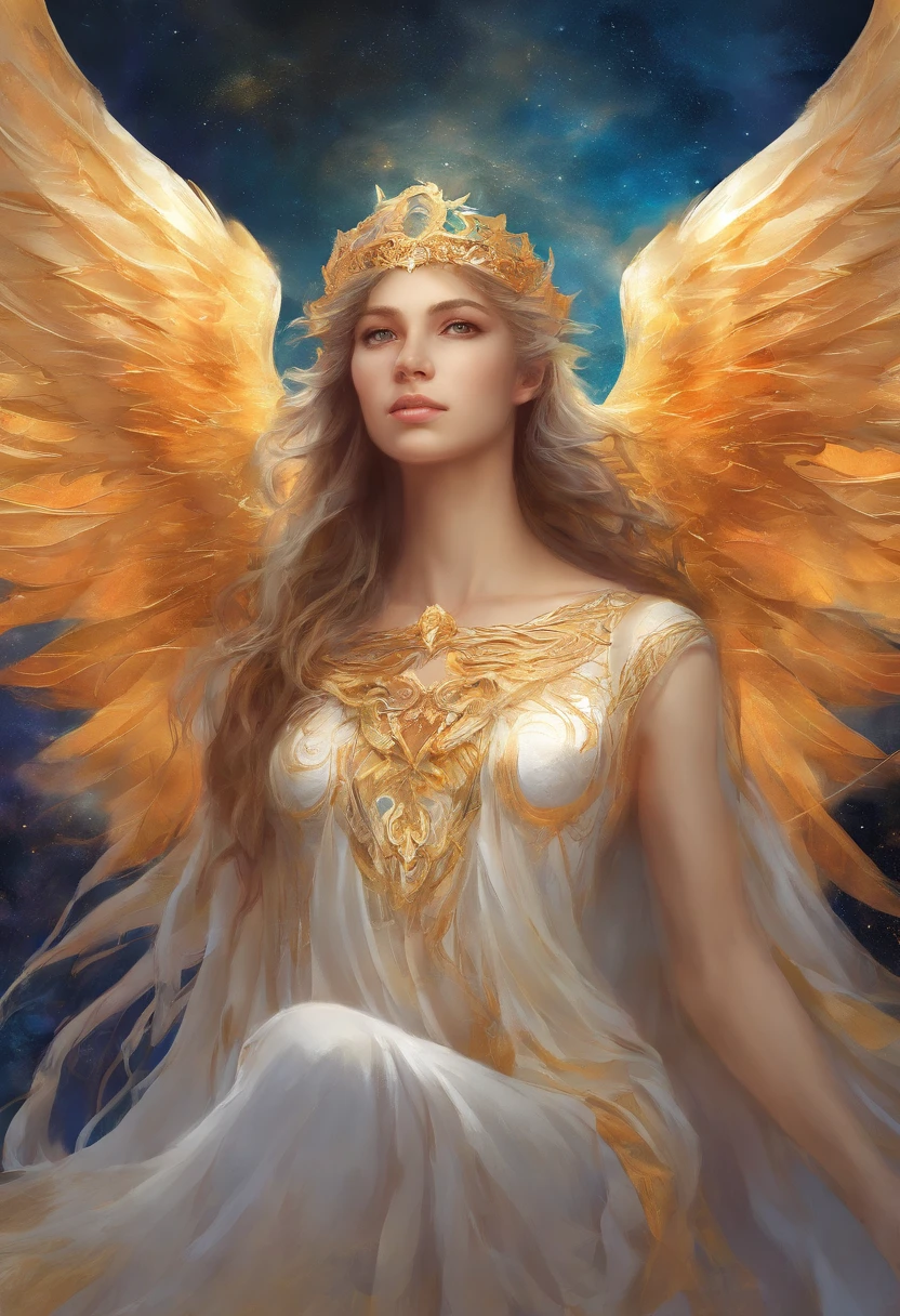 An 8K high-definition portrait of an 18-year-old angel man, de corpo inteiro, beleza do Deus Eros, beleza de um deus, muito bonito ((Um homem anjo)) An angel man with several majestic wings, cabelos longos e cacheados, Deus do Mar, Deus do Oceano, Luthien, arte de deus, Deus da mitologia grega, Deus da Lua, Deus do amor e da paz, deus bonito, Mitologia do Deus da Terra, o deus Eros, Um retrato impressionante de um deus, Frank Kelly Freas, Estilo Karol Bak, ((beautiful face)), Ultra Definition, melhor qualidade, 32k ultra|, Ultra HD
