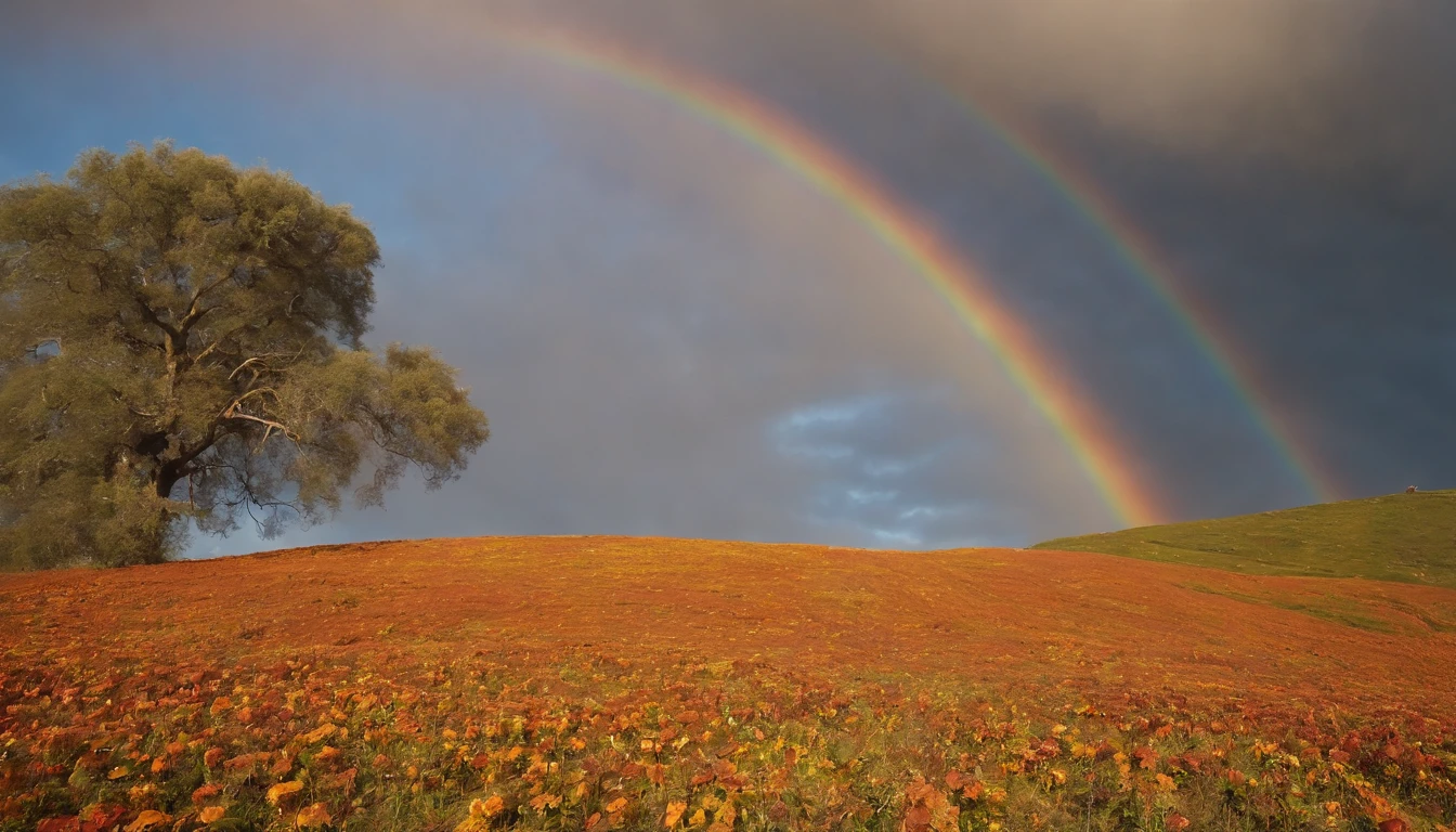 vasta foto de paisagem, (vista de baixo, The sky is above and the open field is below), a girl standing on a flower field looking up, (pegue a chave: 1.2), (meteoro: 0.9), (nebulosa: 1.3), montanhas distantes, BREAK Trees Artisanal Art, (luz quente: 1.2), (vagalumes: 1.2), luzes, muito roxo e laranja, detalhes intrincados, volumeric lighting, realismo BREAK (obra-prima: 1.2), (melhor qualidade), 4k, ultra-detalhado, (dynamic compositing: 1.4), detalhes muito detalhados e coloridos, (rainbow colors: 1.2), (bright illumination, Atmospheric Illumination), sonhador, Magia, (sozinho: 1.2)