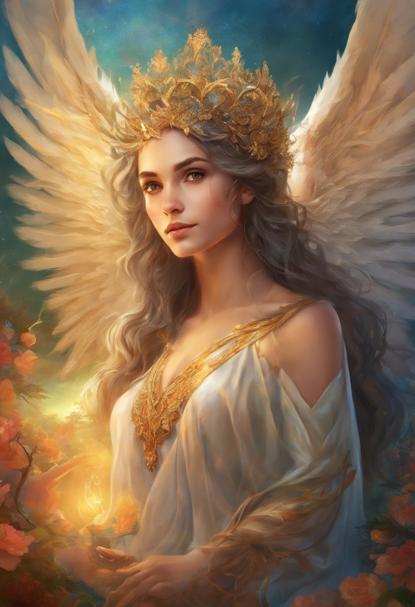 An 8K high-definition portrait of an 18-year-old angel man, de corpo inteiro, beleza do Deus Eros, beleza de um deus, muito bonito ((Um homem anjo)) An angel man with several majestic wings, cabelos longos e cacheados, Deus do Mar, Deus do Oceano, Luthien, arte de deus, Deus da mitologia grega, Deus da Lua, Deus do amor e da paz, deus bonito, Mitologia do Deus da Terra, o deus Eros, Um retrato impressionante de um deus, Frank Kelly Freas, Estilo Karol Bak, ((beautiful face)), Ultra Definition, melhor qualidade, 32k ultra ||, Ultra HD |