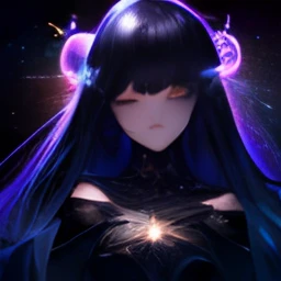 (best quality,4k,highres,masterpiece:1.2),ultra-detailed,(realistic:1.37),beautiful detailed eyes,beautiful detailed lips,extremely detailed eyes and face,longeyelashes,1girl,galaxy stars pattern all over the body,black hole floating in the palm of her hand,illustration,cosmic colors,dark background,vivid colors,studio lighting,sharp focus