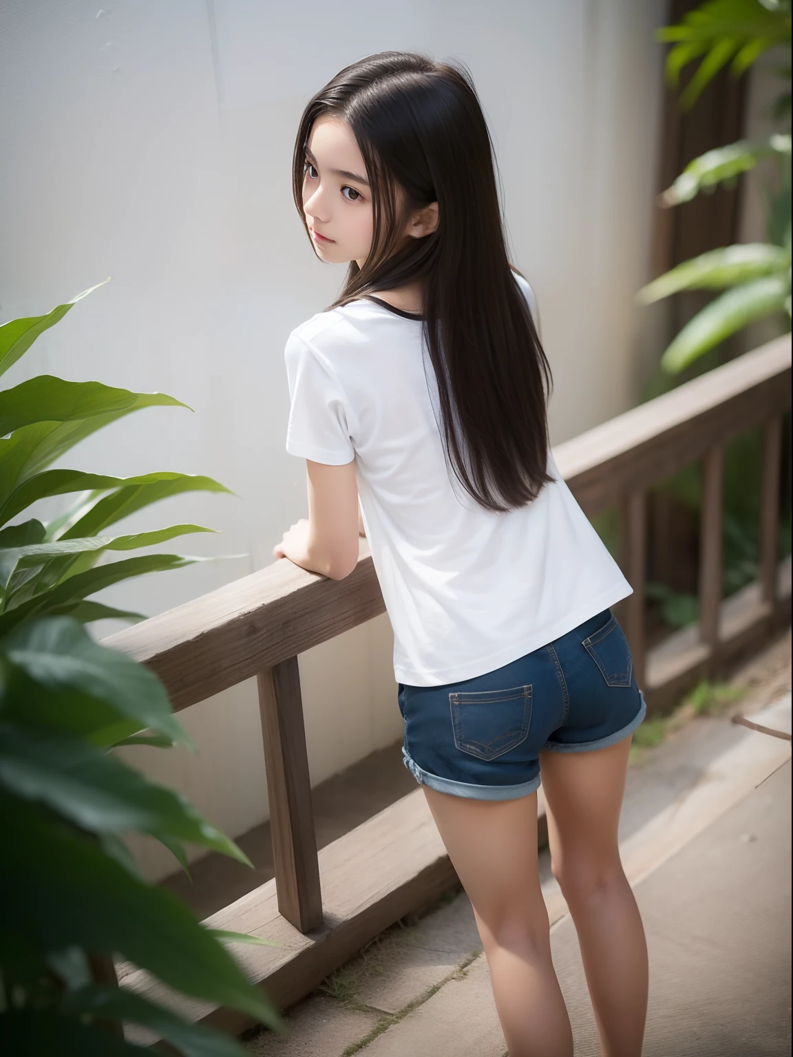 From  above，Looks Back，年轻，shortpants，Long T-shirt，s girl，Delicate body，petite body，Delicate body，small tits，tiny chest，A dark-haired，Very Longhair，zoo