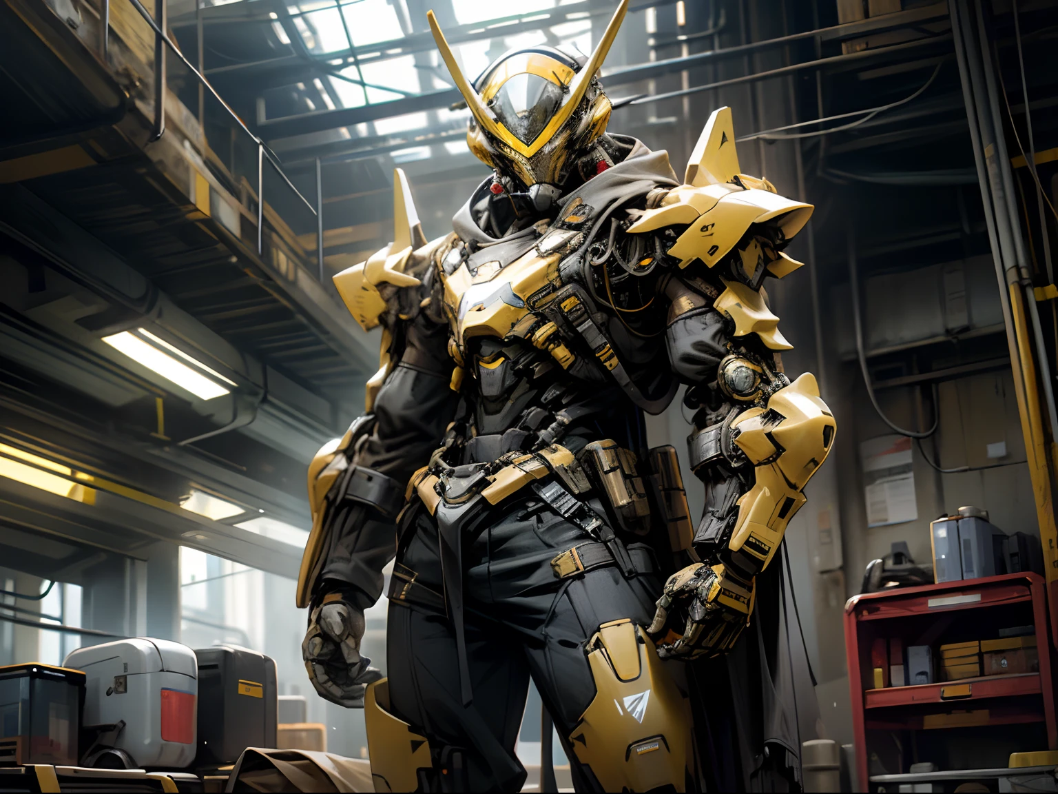 Yellow Armor, Cyberpunk, Futuristic, Guardian, Protector, Hero