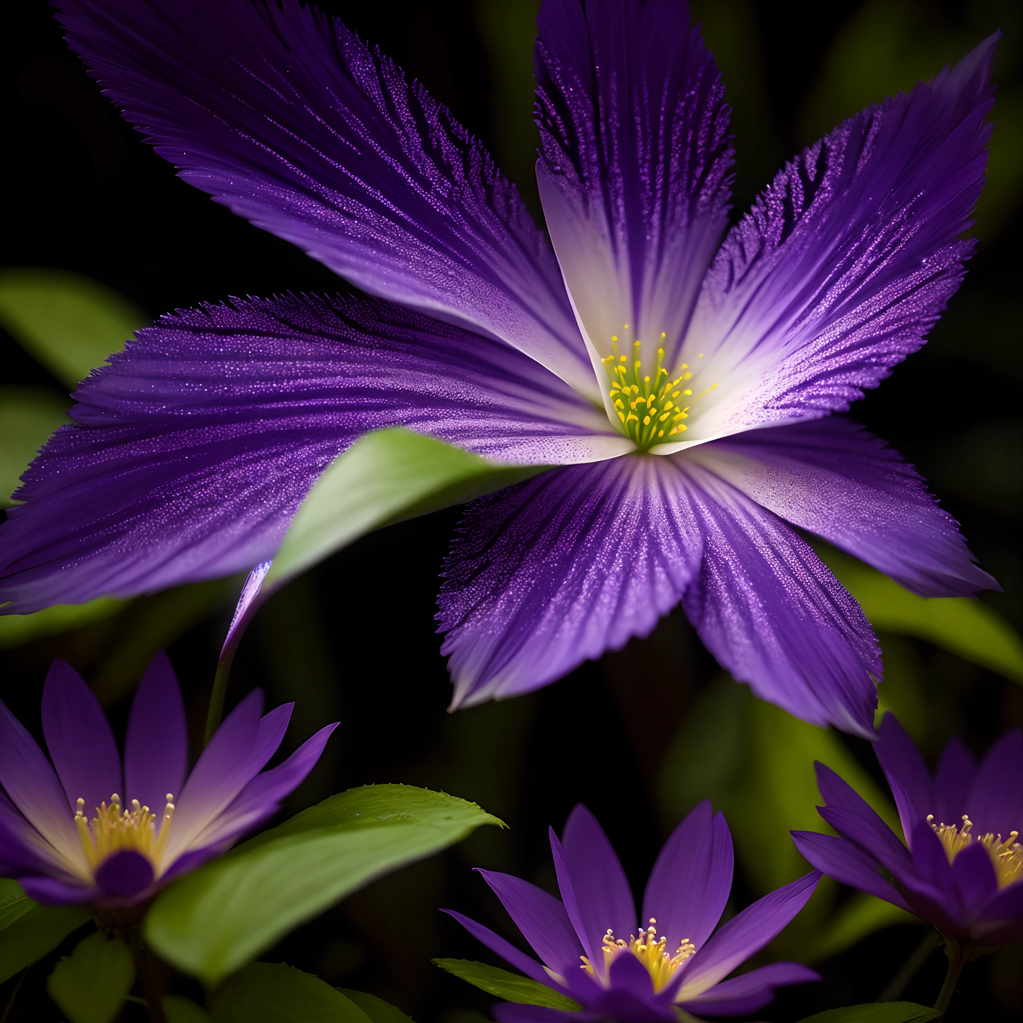 close-up de uma raposa em uma floresta encantada, noite, vaga-lumes, Volumetric Haze, Halation, flor, dramatic atmosphere, Centralizado, thirds rule, 200mm macro launch 1.4T