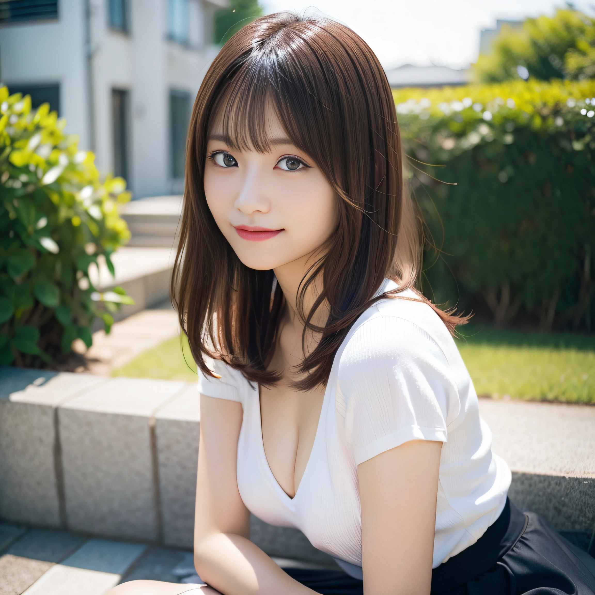 masterpiece,best quality,higher , 1girl, plain shirt, solo, gym uniform, realistic, plain white shirt, buruma,beautiful face,face focus,(at school ground:1.3), , ((arms at sides down)),full slender body photo ,(Do not enphasize the top of bust), Amazing face and eyes, (silky brown hair, (hime cut hair:1.2)), , , delicate, (Best Quality:1.4), (Ultra-detailed), (extremely detailed beautiful face),, brown eyes, (highly detailed Beautiful face), , (extremely detailed CG unified 8k wallpaper), Highly detailed, High-definition raw color photos, Professional Photography, Realistic portrait, Extremely high resolution, ,, ,,