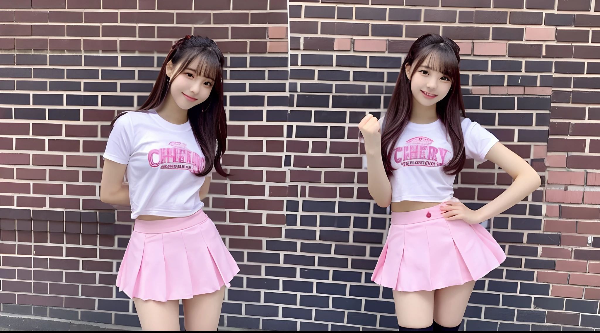18-year-old cheergirl in pink miniskirt