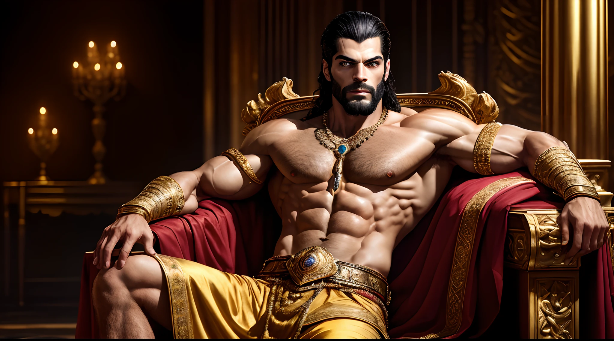 The prompt for generating the image of Xerxes, the Persian King, should be as follows:
"Xerxes persian king muscular,portrait,oil painting,high resolution,ultra-detailed,realistic:1.37,regal,crown,golden robe,confident expression,piercing eyes,facial hair,symbol of power,exquisite details,imposing pose,historical background,dramatic lighting,vivid colors"