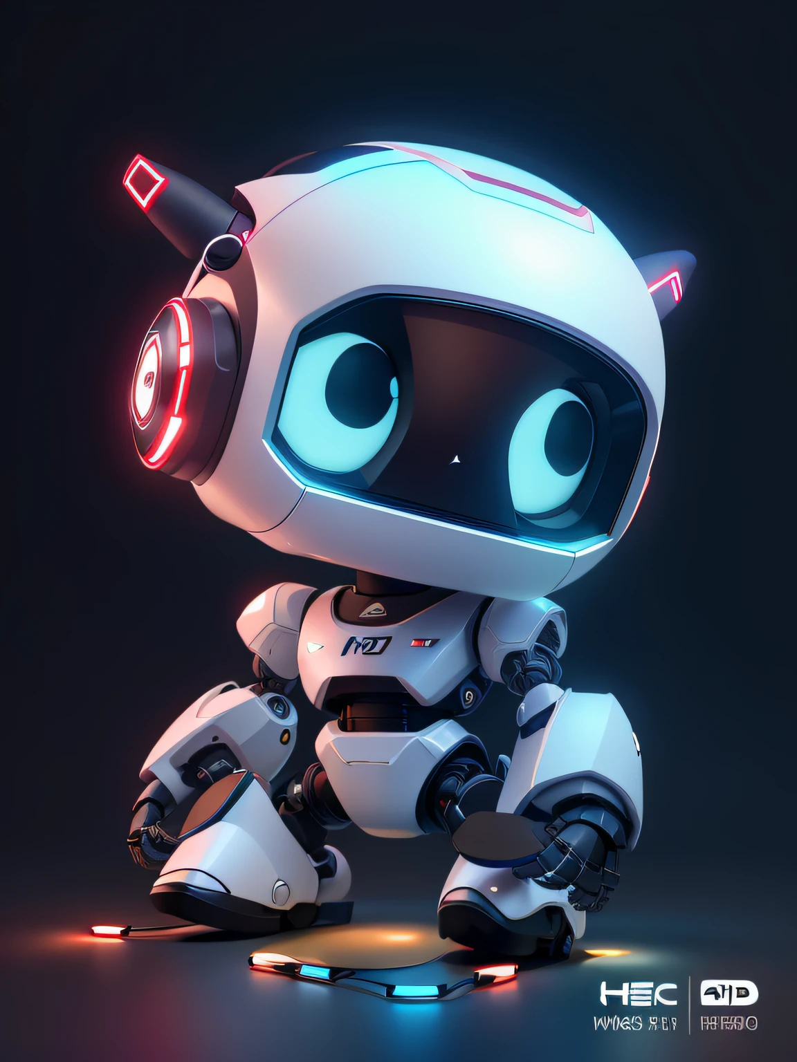 A little robot with glasses on a dark blue background,cute cartoonish designs,two horns on head,internalblue led lights,neo-geo minimalism, streamlineddesign, dark white and light blue,gadgetpunk,3D render, oc render,best quality,8k,bright,frontlighting,Face Shot,fine luster,ultra detail--iw2 ---niji 5--style expressive--s400