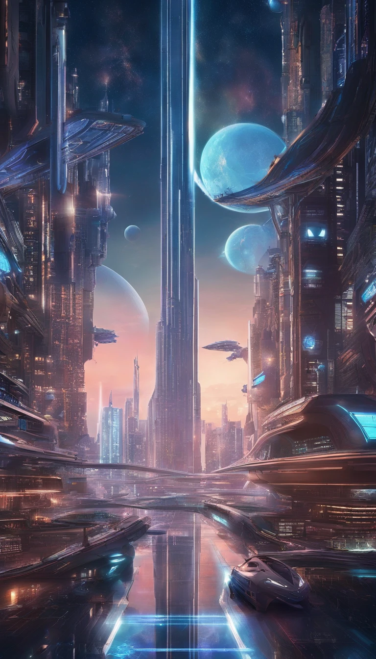 futuristic city with futuristic train and futuristic buildings at night, future concept art, otherwordly futuristic city, in fantasy sci - fi city, beautiful city of the future, futuristic utopian city, concept art 8 k resolution, concept art 8k resolution, city of the future, futuristic space port, concept art 8 k, sci-fi hollywood concept art