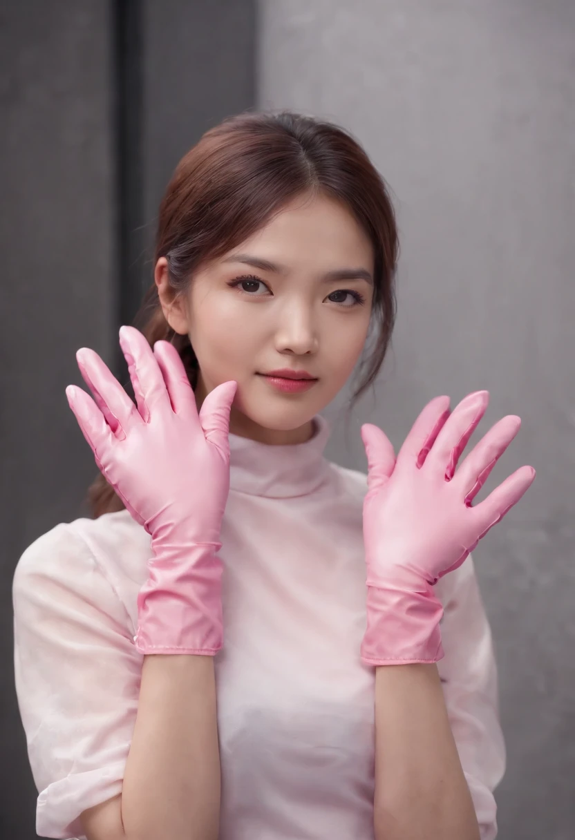 Meilin from Advanced Metal Gear Research Institute. Highly realistic. rubber glove、Pink rubber gloves、Pink cooking gloves、Long gloves、Glossy gloves、