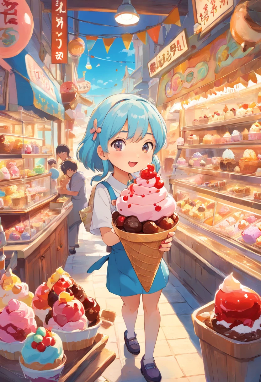 (best quality,ultra-detailed),anime,logo,Ice Geek,ice cream parlor,playful design,colorful,fun characters,sweet treats,creative,whimsical background,cute decorations,anime-inspired illustrations,vibrant colors,cool typography,joyful atmosphere,delicious flavors,attractive visual appeal,mouth-watering desserts,memorable branding,eye-catching,unique concept,irresistible desserts,imaginative,cheerful ambiance,fantasy themes,manga style,energetic,innovative layout,enticing ice cream cones,yummy ice cream scoops,cartoonish characters,playful animations,artistic,attention-grabbing design