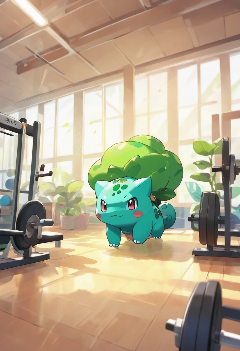 Bulbasaur training in the gym