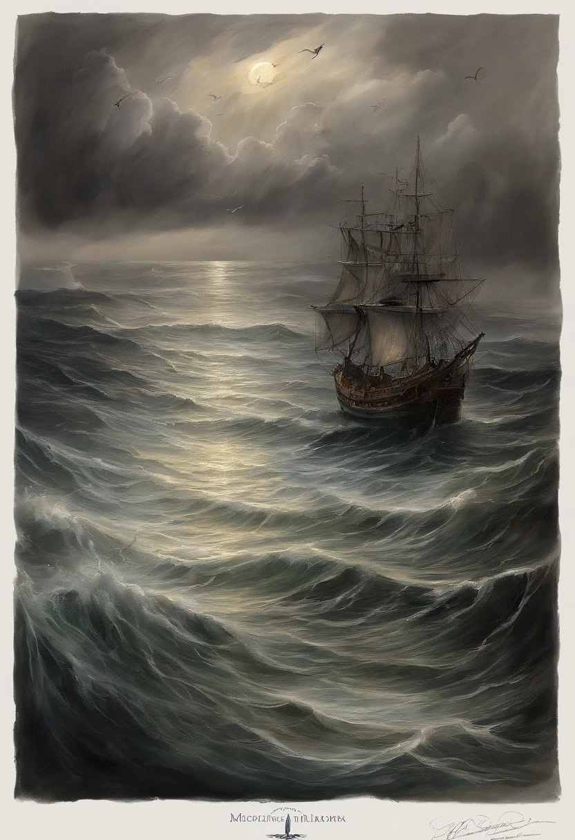 Romanticism, perspective, UHD, masterpiece, best quality,It's a vast ocean,(((dark stormy clouds))),There is a storm going on here,((Rain cats and dogs)),The monstrous waves rose one after the other,From time to time, a bolt of lightning strikes between heaven and earth,In this unforgiving sea,(((There is a stubborn sailing ship))),The Great Waves will swallow it up at any moment,But it is undaunted,Still driving in the storm,Sunlight shines through the clouds and shoots several beams,It seems to hint at the arrival of a miracle