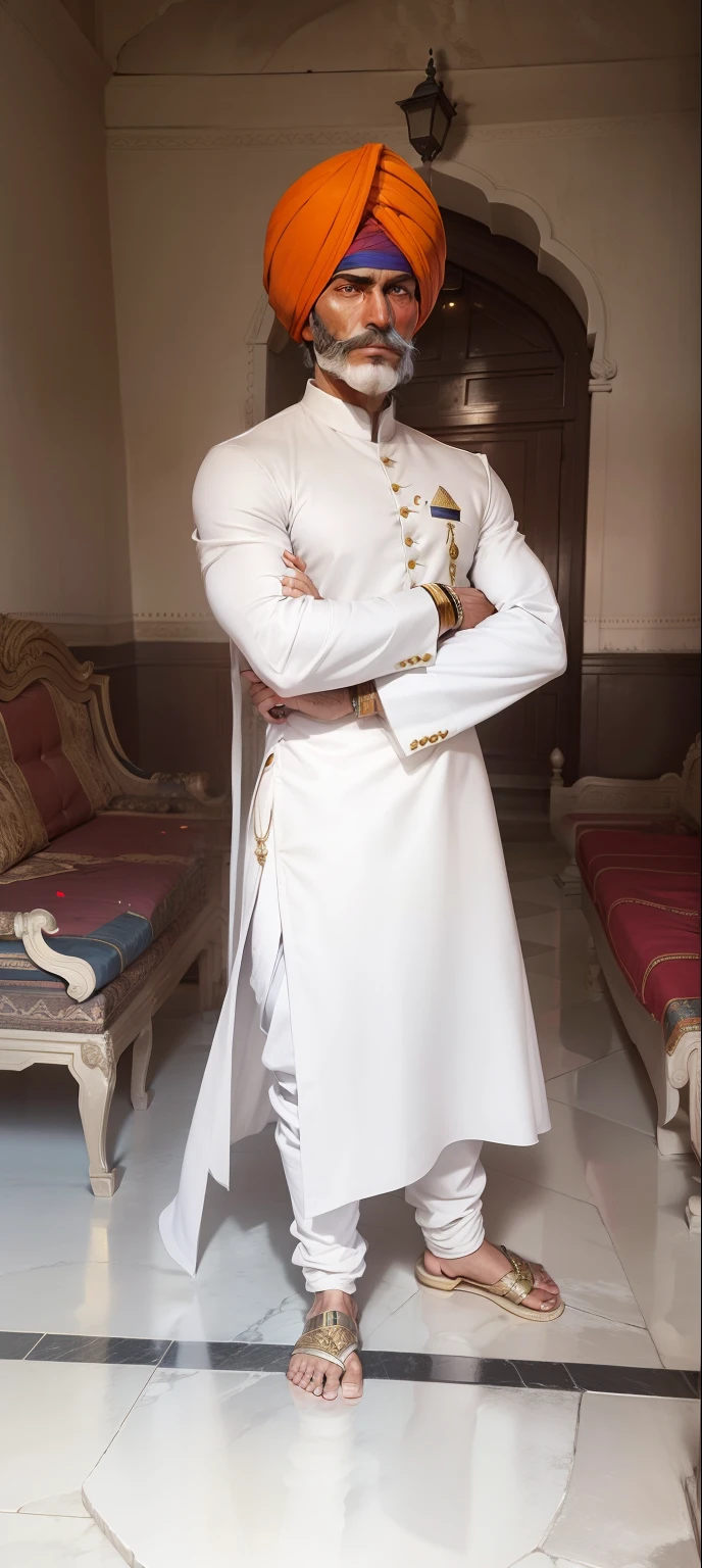 Ajit Singh stands tall and proud in the shadows of the ancient haveli, his determined gaze fixed on the secrets that lie within.