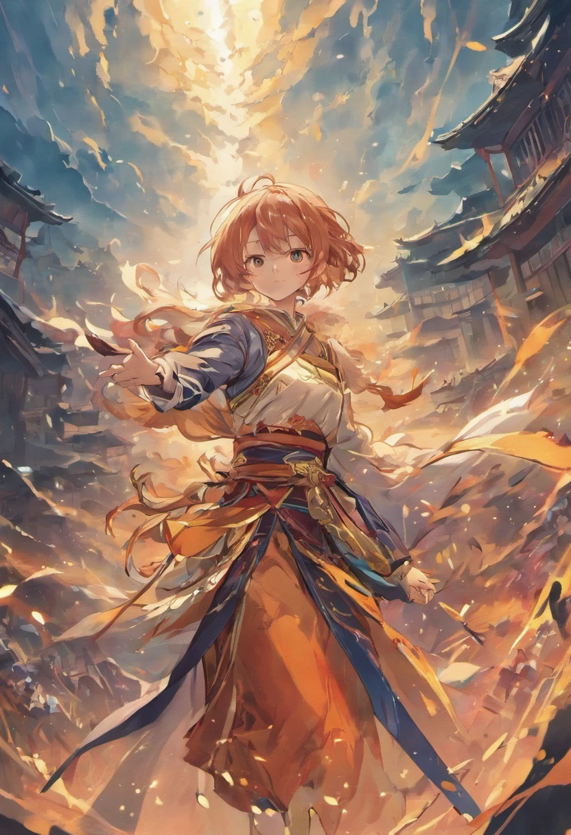 (Best quality,A high resolution,Masterpiece:1.2),Ultra-detailed,Realistic:3.5,Colorful masterpieces,keqing,Sword in hand,Stand by the mountain peak,ink wash style,Fantasy martial arts,clouds around,Ancient style