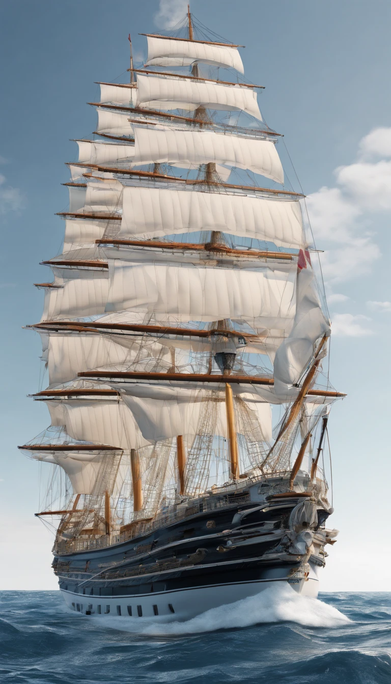 A large ship sails